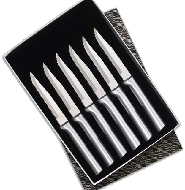 RADA Cutlery Six Serrated Steak Knife Set (S6S), Silver