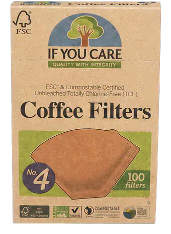 If You Care No. 4 Unbleached Cone Coffee Filters, 100 Count