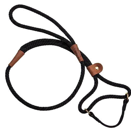 Mendota Pet Dog Walker Martingale-Style Leash and Collar, Black, 1/2 Inch by 6 Feet