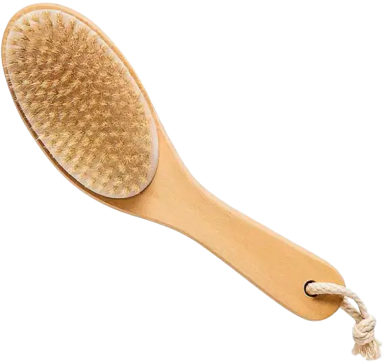 100% Boar Bristle Body Brush, Contoured Wood Handle