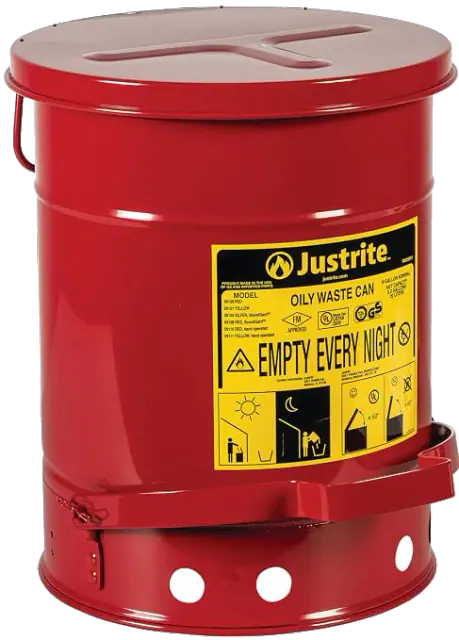 Justrite 6-Gallon Galvanized Steel Oily-Waste Can