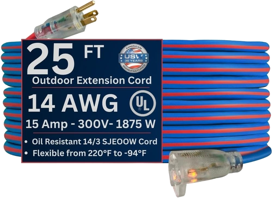 US Wire and Cable Extreme 14/3 25-Foot TPE Extension Cord