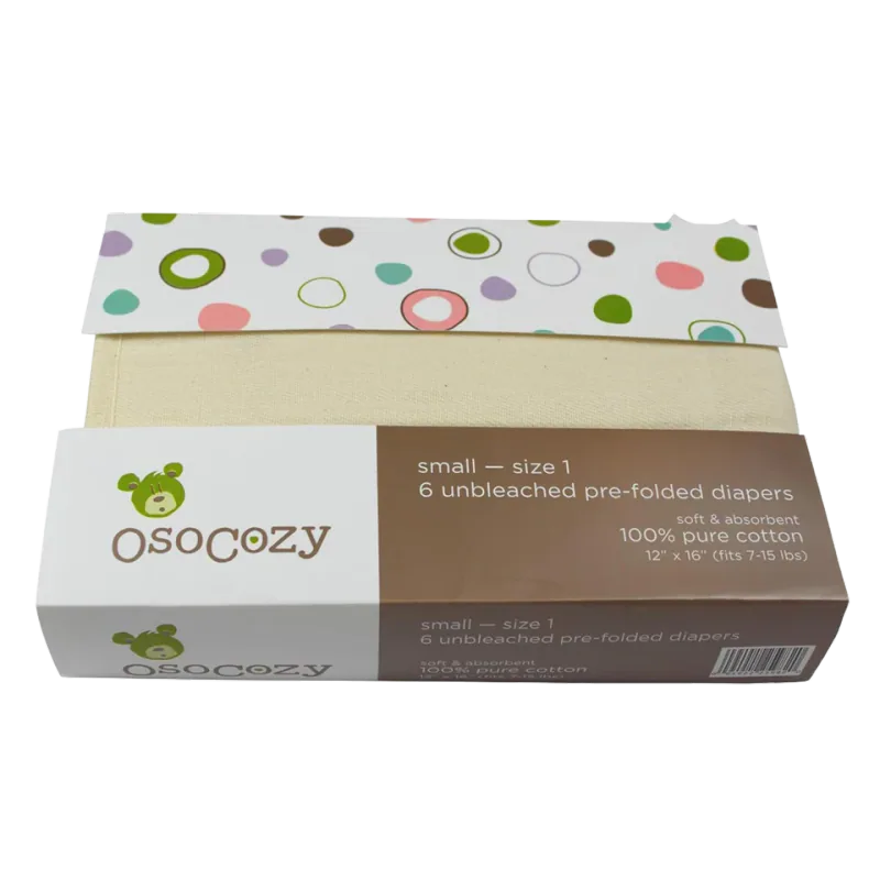 OsoCozy Unbleached Prefold Cloth Baby Diapers