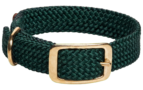 Mendota Pet Double-Braid Dog Collar with Brass Hardware, Hunter Green, 18 Inches