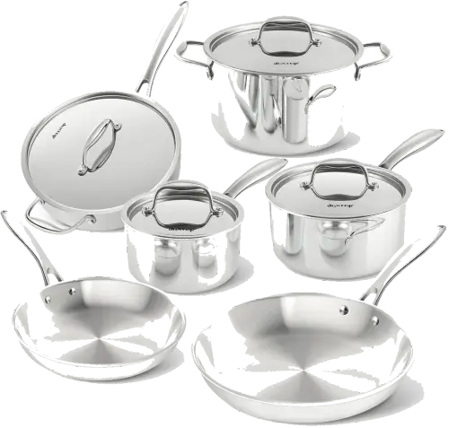 whole Duxtop Tri-Ply Stainless Steel Induction Cookware, 10PC Pots and Pans Set