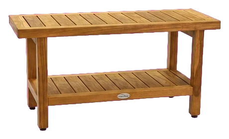 AquaTeak Spa Teak Shower Bench with Shelf, 30 in