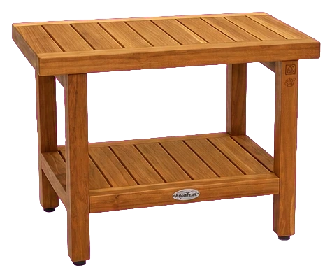AquaTeak Spa Teak Shower Bench with Shelf, 24 in