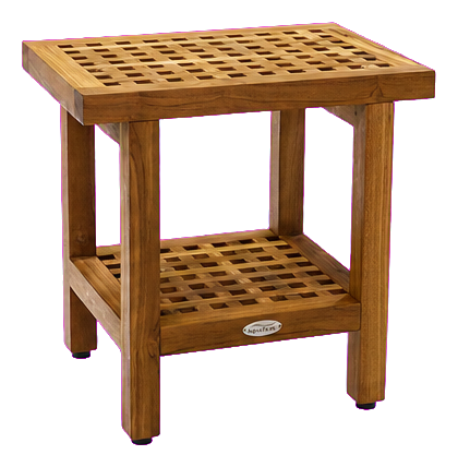 AquaTeak Original Grate 18-Inch Teak Shower Bench with Shelf