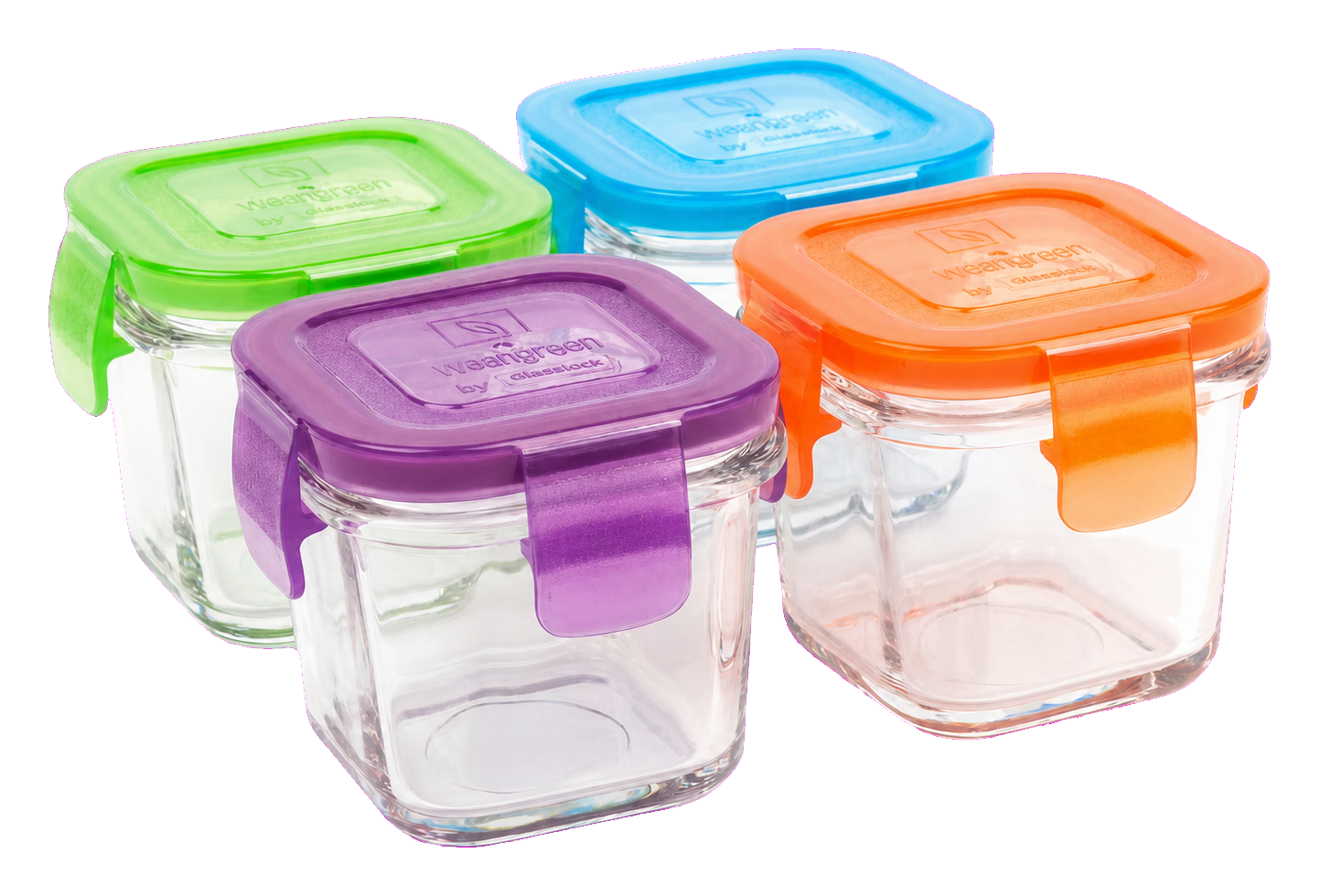 Wean Green Wean Cube Glass Baby Food Storage Containers, 4 oz, 4-Pack