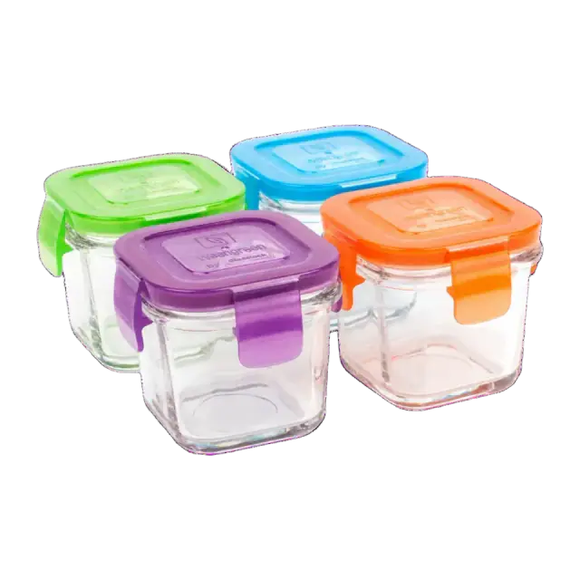 Wean Green Wean Cube Glass Baby Food Storage Containers, 4 oz, 4-Pack