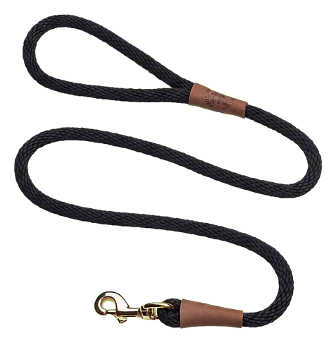 Mendota Pet British-Style Snap Leash, Black, 1/2 Inch by 6 Feet