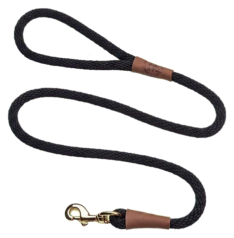 Mendota British-Style Snap Leash, Black, 6 ft