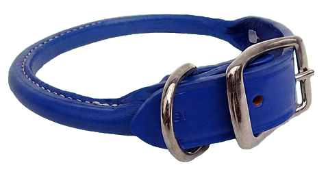Auburn Leathercrafters Rolled Leather Dog Collar, Royal Blue, 18 Inches