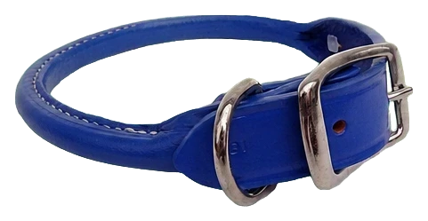 Auburn Rolled Leather Collar, Royal Blue, 18 in