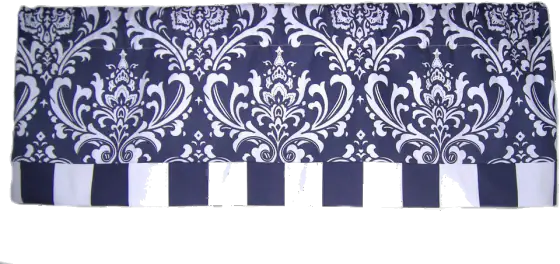 Royal Banded Damask Straight Valance, Navy