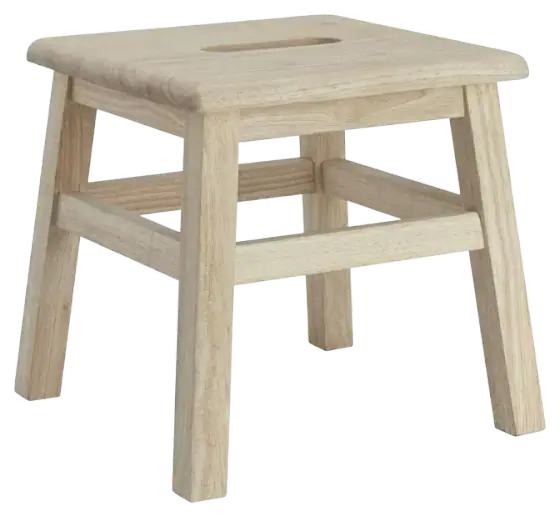 eHemco Solid Rubberwood Step Stool, 12.25 in, Unfinished