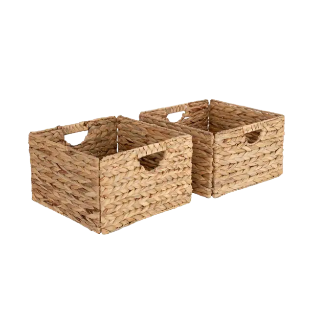 Seville Classics Water-Hyacinth Storage Baskets, Rectangular, 2-Pack