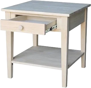 International Concepts Solid Wood Spencer End Table, Unfinished