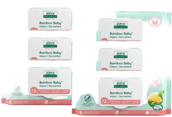Aleva Naturals Unscented Rayon-from-Bamboo Baby Wipes
