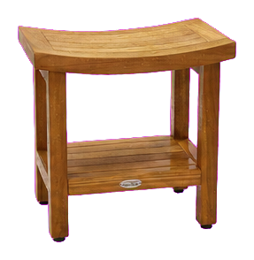 AquaTeak Sumba 18-Inch Teak Shower Bench with Shelf