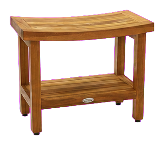 AquaTeak Sumba 24-Inch Teak Shower Bench with Shelf