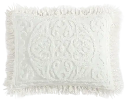 Beatrice Home Fashions Medallion Cotton Chenille Sham, Ivory Standard