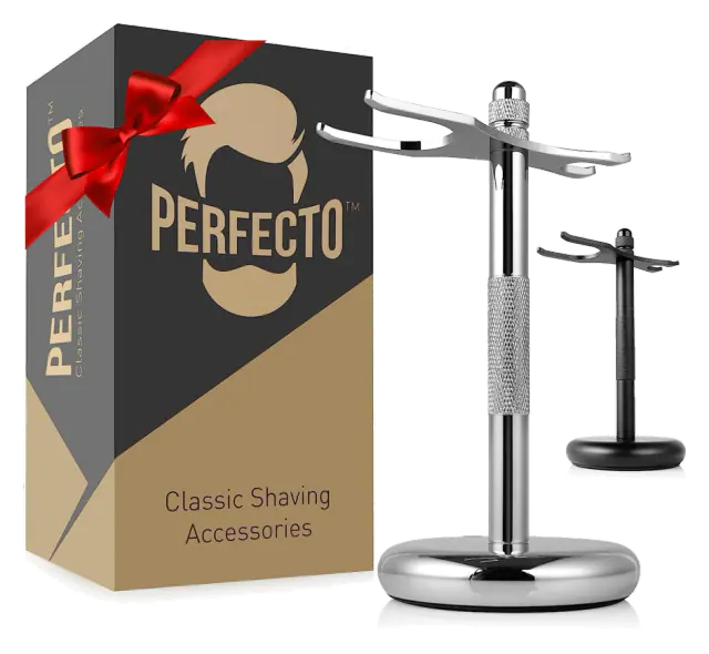 Perfecto Deluxe Chrome Razor and Brush Stand