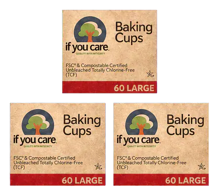 If You Care Large Unbleached Baking Cups, 3 Packs of 60