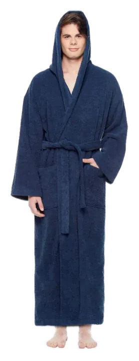 Arus Men's Hooded Classic Turkish Cotton Bathrobe