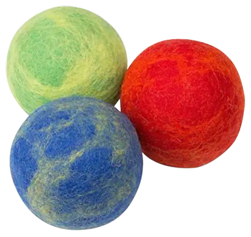 Pet Pizazz Boiled-Wool Dog Balls, Set of 3