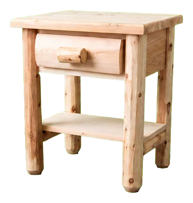 Midwest Log Northern White Cedar Nightstand, Unfinished