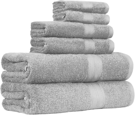 Amazon Basics 100% Cotton Towel Set, 6-Piece