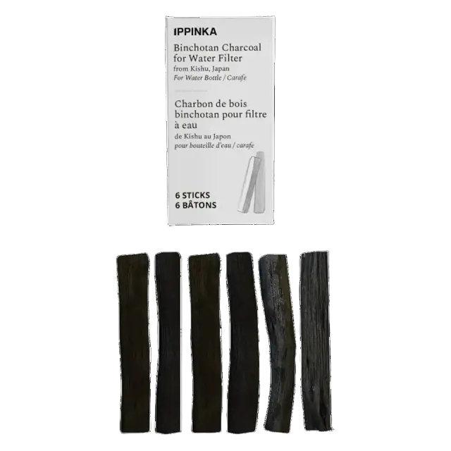 Kishu Binchotan Charcoal Water Filter Sticks, 6-Pack