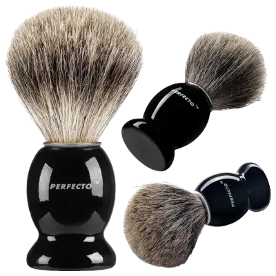 Perfecto Badger Shaving Brush, Black Wood Handle
