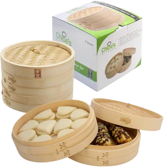 Zoie + Chloe Bamboo Steamer Basket (2-Tier)