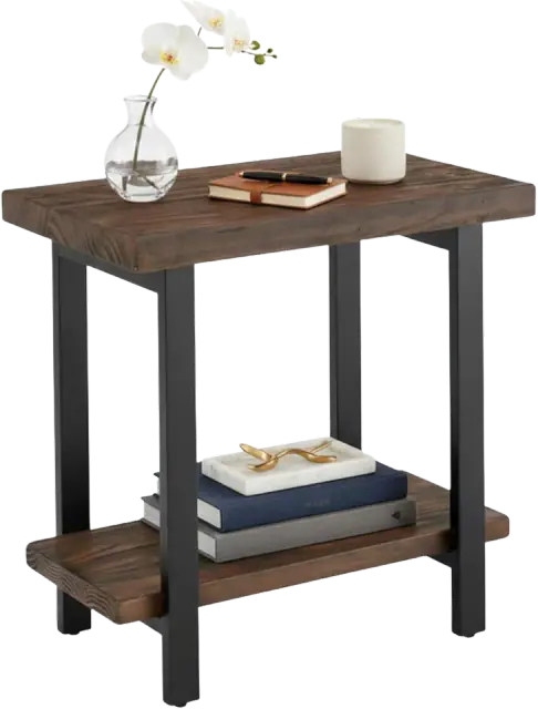 Alaterre Pomona Solid Pine and Metal End Table