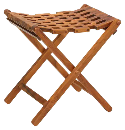 Bare Decor Mosaic Folding Stool in Solid Teak Wood, Brown