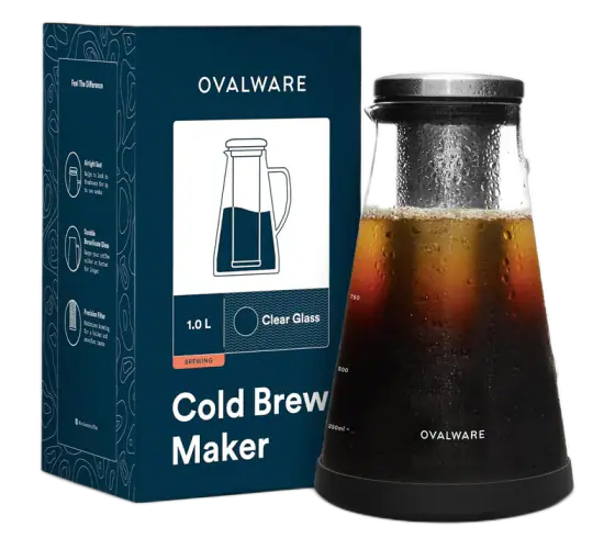 Ovalware Airtight Glass Cold-Brew Coffee Maker — 1 L