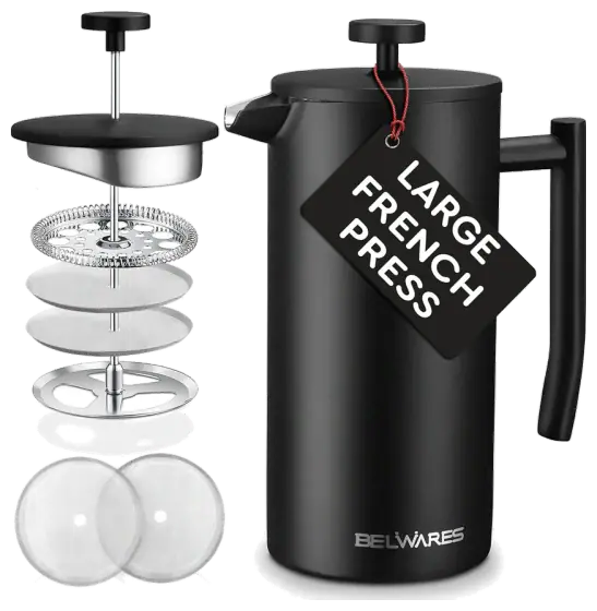 Belwares 50 oz Stainless Steel French Press — Matte Black