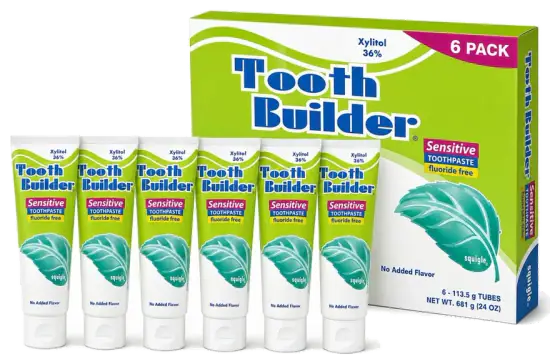 Squigle Tooth Builder Unflavored Toothpaste, 6 Pack