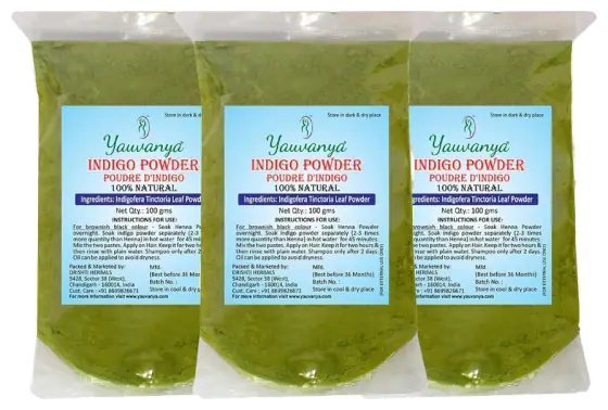 Yauvanya Pure Indigo Powder (Three 100-g Packs)