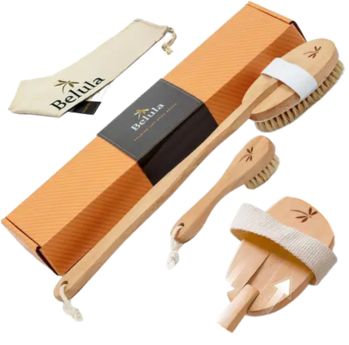 Belula Dry Brushing Body Brush Set, Boar Bristle