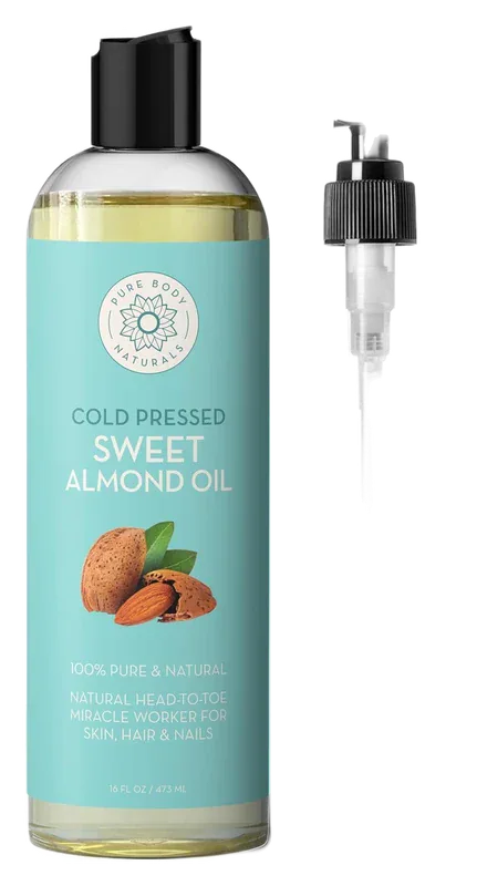 Pure Body Naturals Sweet Almond Oil for skin, cold-pressed