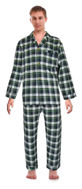 RK Classical Sleepwear Men's Cotton Flannel Pajama Set