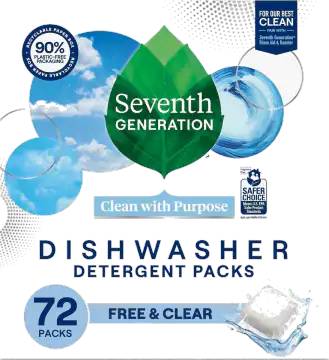 Seventh Generation Unscented Dishwasher Packs, 72 Count