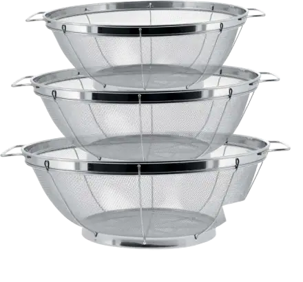 U.S. Kitchen Supply Stainless Steel Mesh Colanders (3 Pieces)