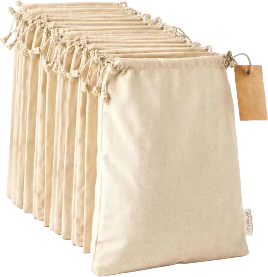 Organic Cotton Produce Bags, Medium 8x10, 12-Pack