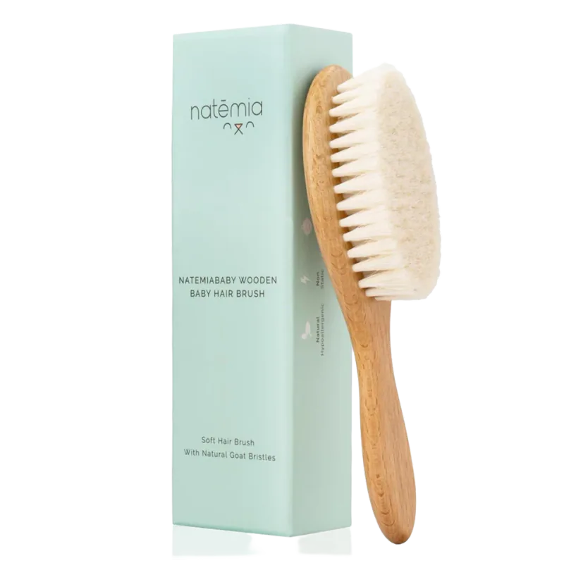 Natemia Soft Goat-Hair Baby Brush with Beechwood Handle