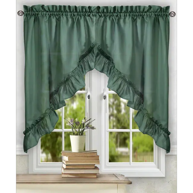 Ellis Curtain Stacey 60-by-38 Inch Ruffled Swag Curtain (Harvest)