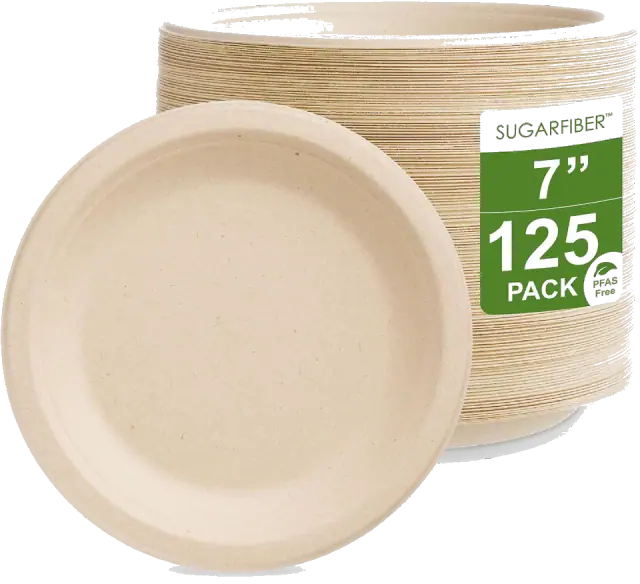 Nature 7-Inch Bagasse Dessert Plates